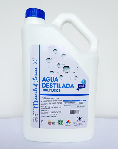 Imagen 1 de AGUA  DESTILADA x GALON 4 litros Mundo  Clean