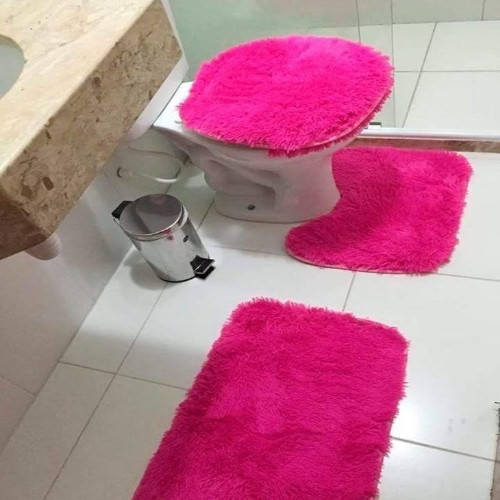 Imagen 1 de Alfombra p/ baño color Pink- 3 piezas 