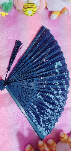 Imagen 1 de Abanico azul flores blancas 