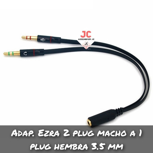 Imagen 1 de Adaptador Ezra 2 plug macho a 1 plug hembra 3.5 mm