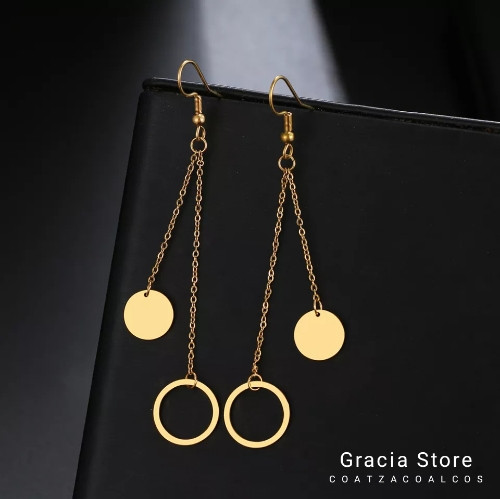 Imagen 1 de Aretes largos de círculos