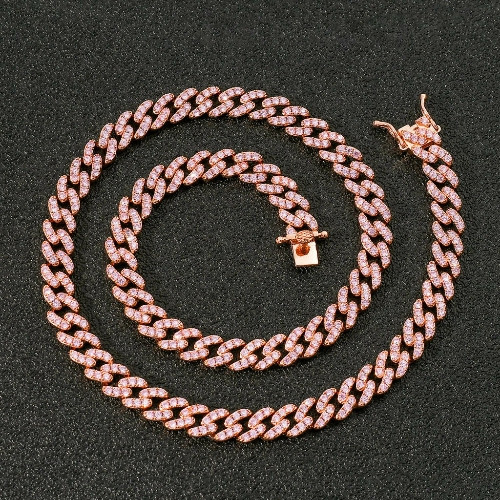 Imagen 1 de Cadena Cubana de Zirconia de 16 pulgadas Rosada