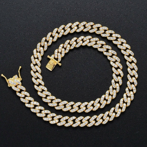 Imagen 1 de Cadena Cubana de Zirconia de 16 pulgadas Dorada
