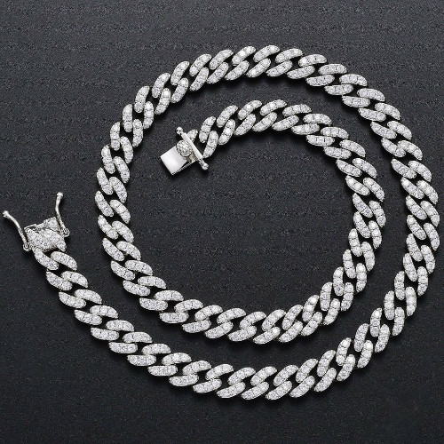 Imagen 1 de Cadena Cubana de Zirconia de 20 pulgadas plateada 