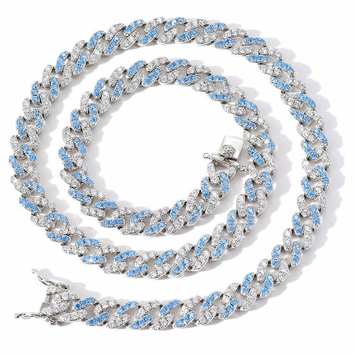 Imagen 1 de Cadena Cubana de Zirconia 20 pulgadas Blue-White