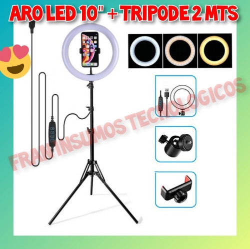 Imagen 1 de Aro de luz (Led) 10" C/Trípode 2 mts
