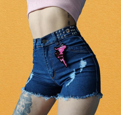 Imagen 1 de A15 SHORTS TACHAS AZUL ROTURAS 