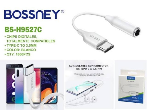 Imagen 1 de ADAPTADOR BOSSNEY - TIPO C A JACK 