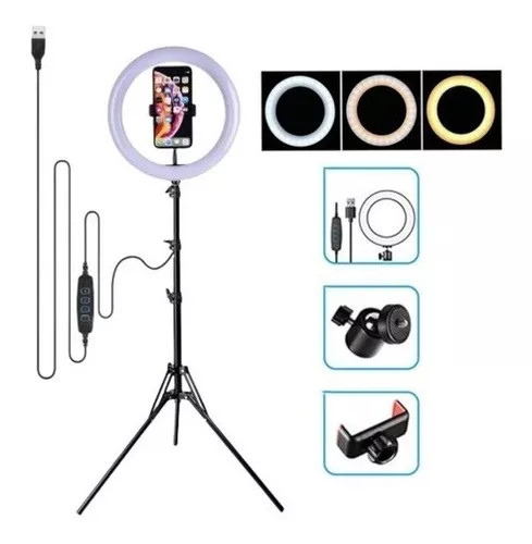 Imagen 1 de Aro de luz de 10 pulgadas con trípode de 2M