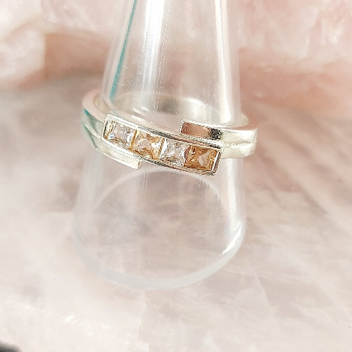 Imagen 1 de Anillo Circon Champagne Cuadrado