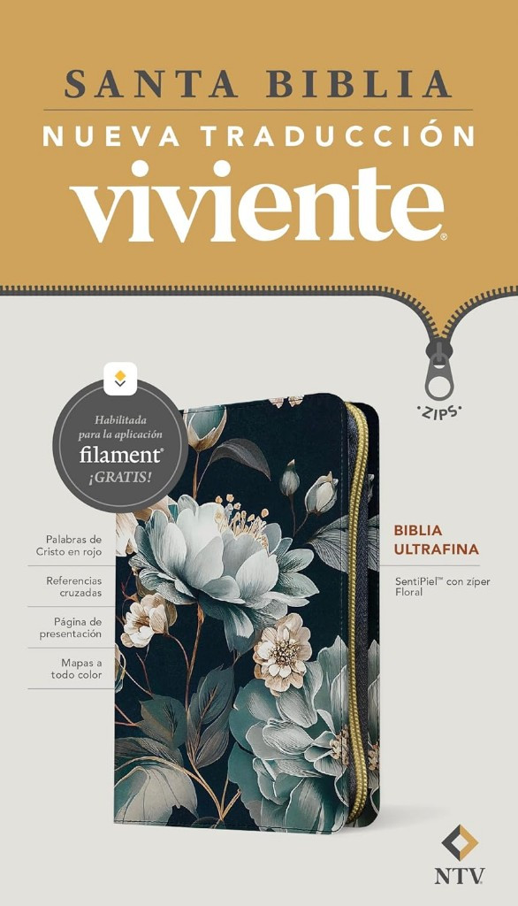 Imagen 1 de Biblia  Ultrafina NTV con cierre Azul Flores
