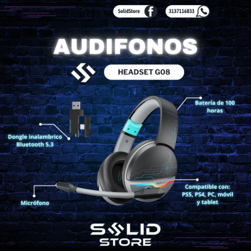Imagen 1 de Audifonos Headset Gamer inalambricos Bluetooth - 2.4Ghz