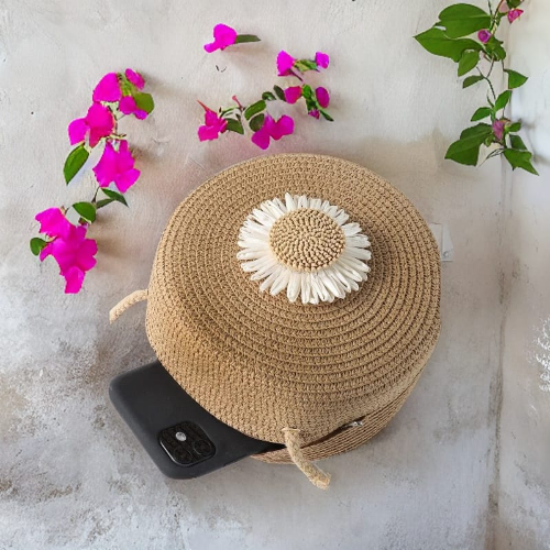 Imagen 1 de Bolso de paja con flor- Bandolera