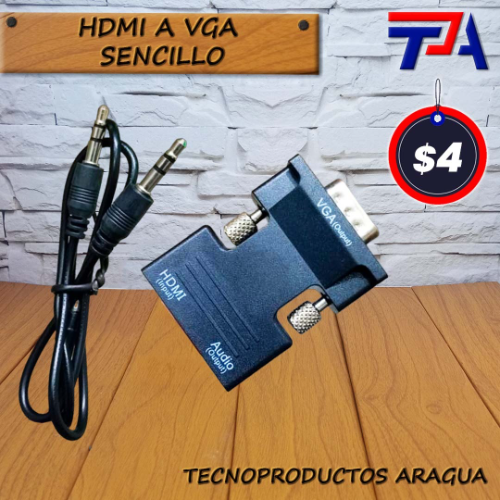 Imagen 1 de ADAPTADOR CONVERTIDOR HDMI A VGA HEMBRA SENCILLO