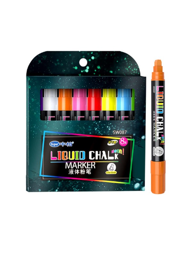Imagen 1 de  Marcador Liquid chalk  8pzas tiza liquida 