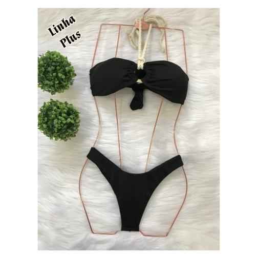 Imagem 1 de Biquíni Plus Preto Amarr. Corda