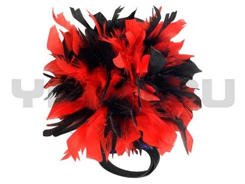 Imagen 1 de ADORNO CON PLUMAS DE COLORES NEGRO/ROJO (PEGA PEGA)