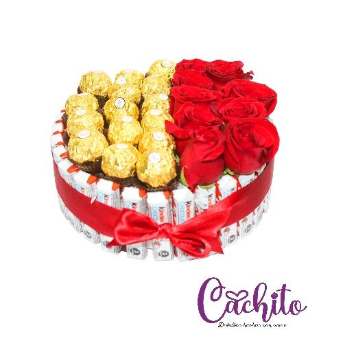 Imagen 1 de Arreglo Ferrero Con Rosas 