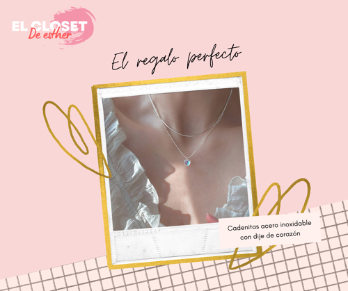 Imagen 1 de Cadenita con dije corazon de piedra lunar