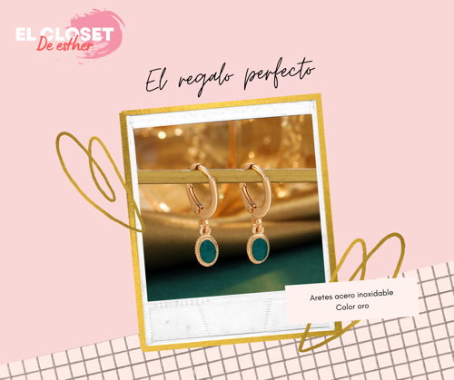 Imagen 1 de Aretes con piedra verde