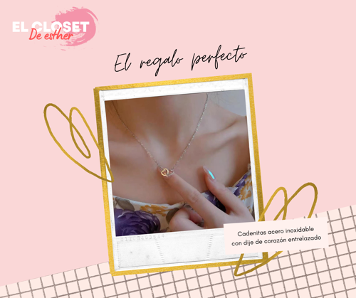 Imagen 1 de Cadenita acero inoxidable con dije corazón entrelazadados