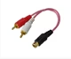 (M) 416Y GRIEGA 081-085 CABLE PARA AUDIO ROJO TRANSPARENTE DE 2 PLUGS A 1 JACK RCA DORADOS DE 10CM