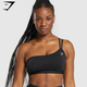 One Shoulder Sports Bra - Black(M )