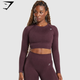 Adapt Fleck Seamless Long Sleeve Crop Top - Depth Purple/ Steel Purple(S)