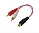 416Y GRIEGA 081-085 CABLE PARA AUDIO ROJO TRANSPARENTE DE 2 PLUGS A 1 JACK RCA DORADOS DE 10CM