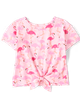Children's Place - T Shirt Rosa -  Print Tie Front Top