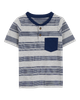 Carters - T Shirt - Striped Pocket Azul