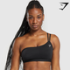 One Shoulder Sports Bra - Black(M)