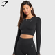 Everyday Seamless Long Sleeve Crop Top - Black(S)