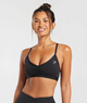 Ruched Strappy Sports Bra - Black(M)