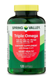 Triple Omega Pescado 800mg, Linaza 800mg, y Cápsulas Blandas de Aceite de Borraja spring valley