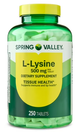 L- Lysine 500 mg, 250 Unidades spring valley