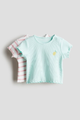 Blusas de niña de rayas rosas y lisa verde agua 4T