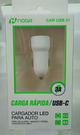 Cargador 12v Noga Tipo C 3A 20w