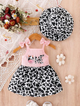 BB1-Vestido tirantes de vaca rosado con sombrero talla 9-12m (Reventa)