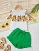 Campesina blanca short verde talla 7