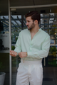 CAMISA VERDE MENTA LINO M/L