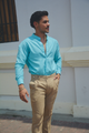 CAMISA LINO VERDE AQUA M/L TALLA XL