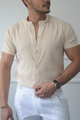 CAMISA CREMA R/BLANCA