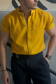 CAMISA MOSTAZA LINO