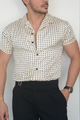 CAMISA BEIGE CUADROS NM TALLA S