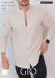 CAMISA LINO RAYAS BEIGE M/L TALLA S