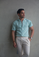 CAMISA VERDE CLARO R/BLANCAS NM