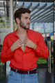 CAMISA ROJO LINO M/L