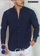 CAMISA LINO AZUL M/L OSCURO