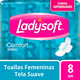 TOALLAS HIGIÉNICAS LADYSOFT COMFORT SOFT CON ALAS X 8 UNIDADES